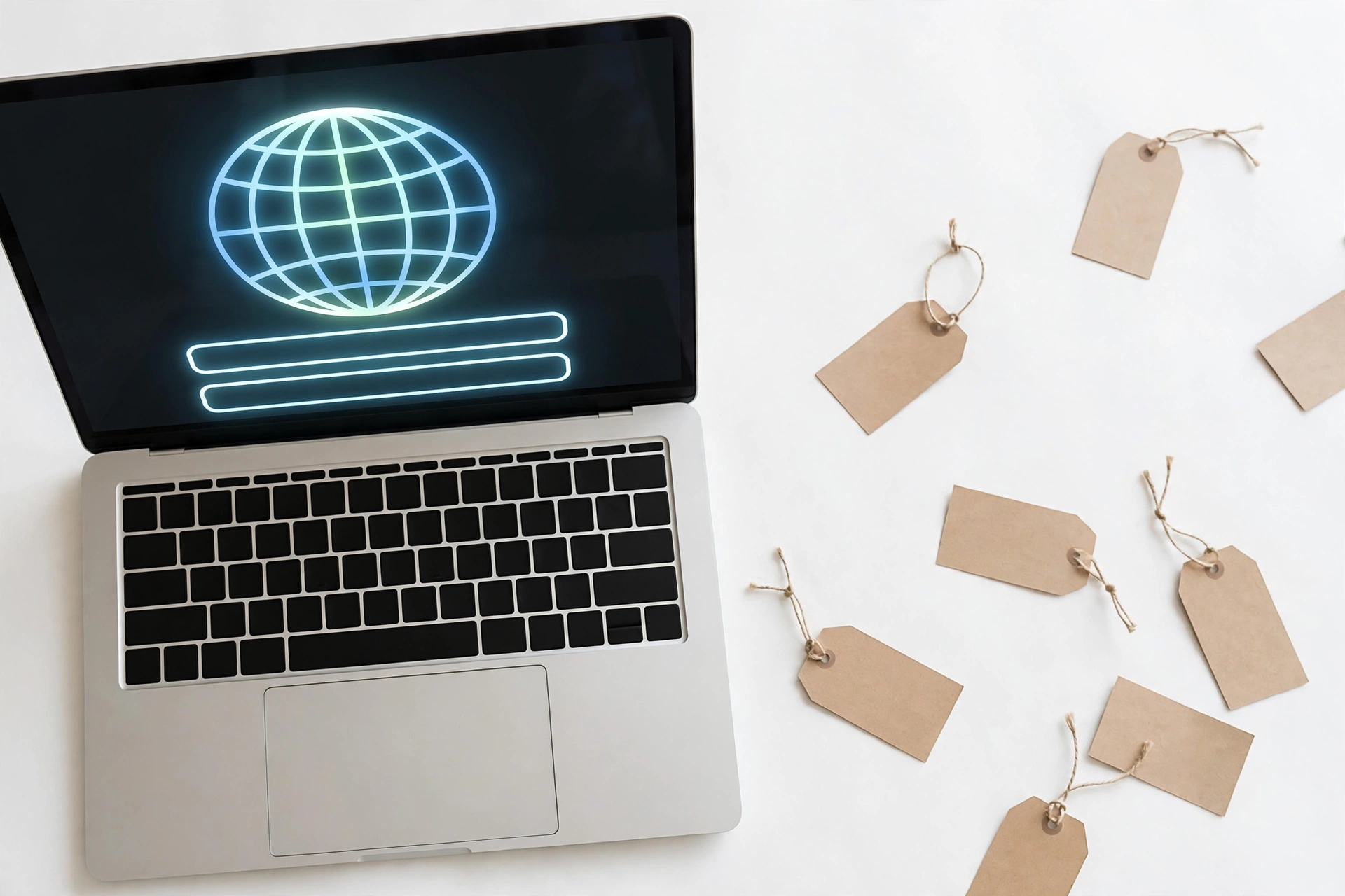 Brainstorming blog name ideas on a laptop